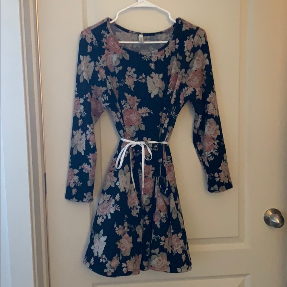 Oversized Floral Sweater Dress